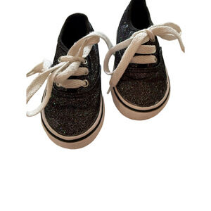 Baby Vans Glitter Sneakers Size 5 Black White